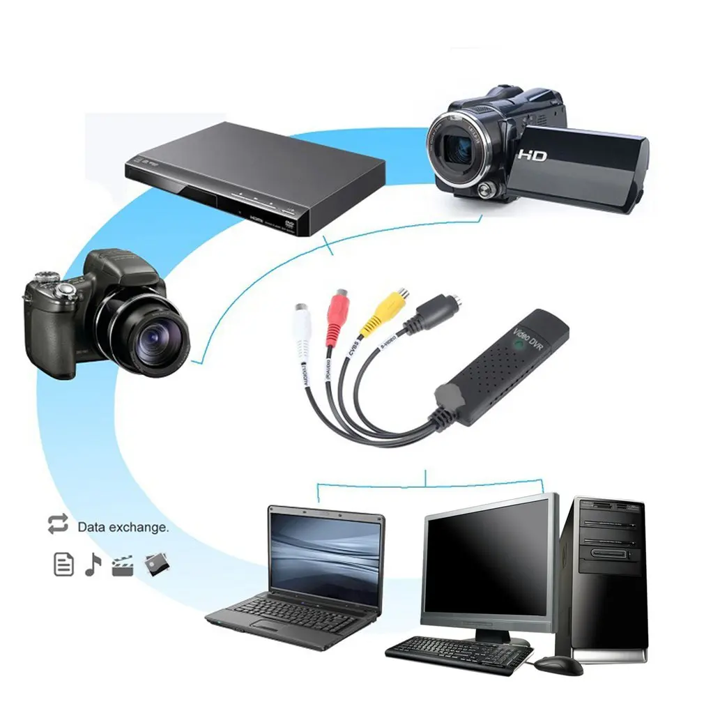 New USB 2.0 Audio Capture Adapter VHS VCR TV to DVD Converter Digital Video Grabber Recorder Device for Windows PC
