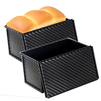 1pc Kitchen Mold Cake Bread Pan with Lid Non-stick Bread Pan Rectangular Aluminized Steel Durable Bread Cake Toast Box Mold