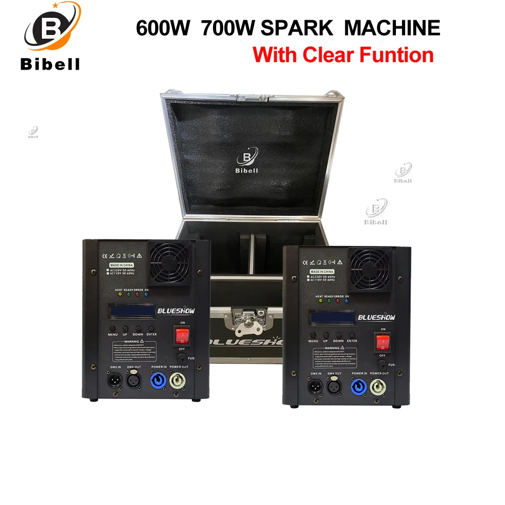 2Pcs 700W 600W Cold Spark Machine 600W Flightcase DMX Remote Firework Fountain Machine Upper Spray Wedding Party Stage Ti Powder