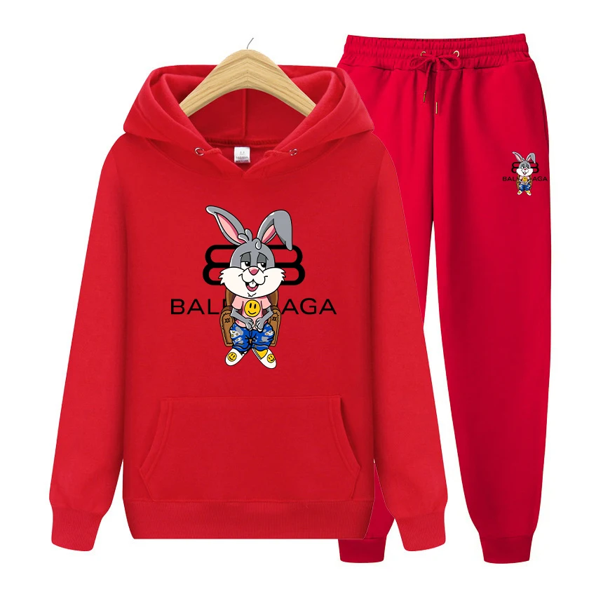 Teddy Bear Print Autumn/Winter Men/Women Cotton Tracksuit Suit Casual Hoodie+Pants 2pcs Sets Streetwear Fashion Unisex Clothing