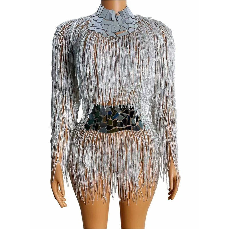 

Tassel Sequin Backless Women Bodysuits Leotard Birthday Celebrate Costume Dancer Tassels Bodysuit Stage Wear