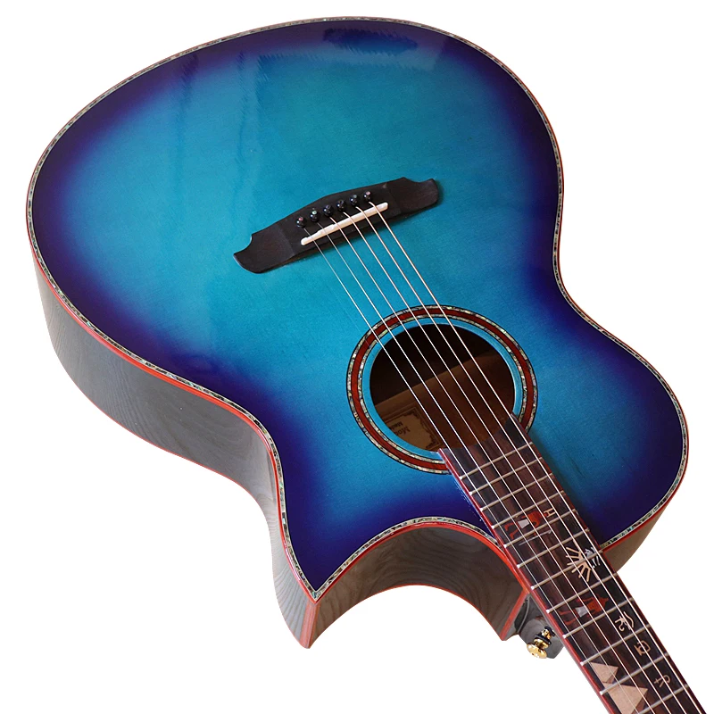 Langskomen Welke Duur Solid Spruce Hout Top Elektrische Akoestische Gitaar Blauwe Kleur 41 Inch  Hoogglans 6 String Folk Gitaar Met Gitaar Pickup - AliExpress sport &  Entertainment