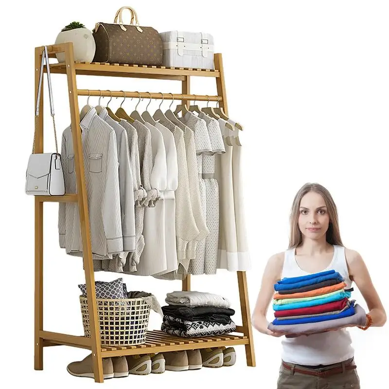 Wooden Clothes Rack Multifunctional Clothes Hanger Trapezoid