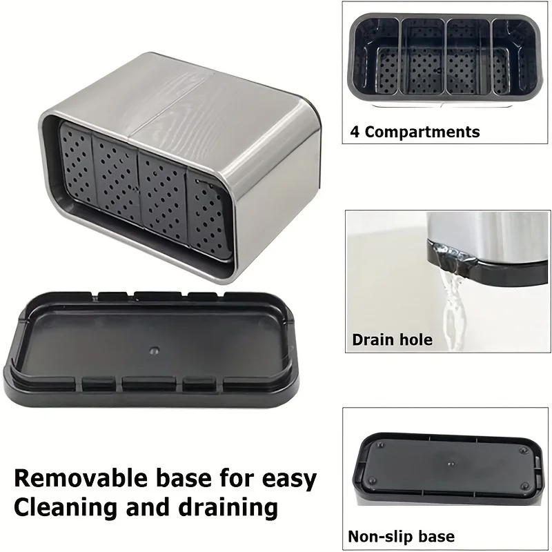 Kitchen Cutlery Organizer Knife Stand Plastic Drain Storage Holder Spoon Fork Chopstick Kitchenware Cooking Tool Tray Shelf Box 5