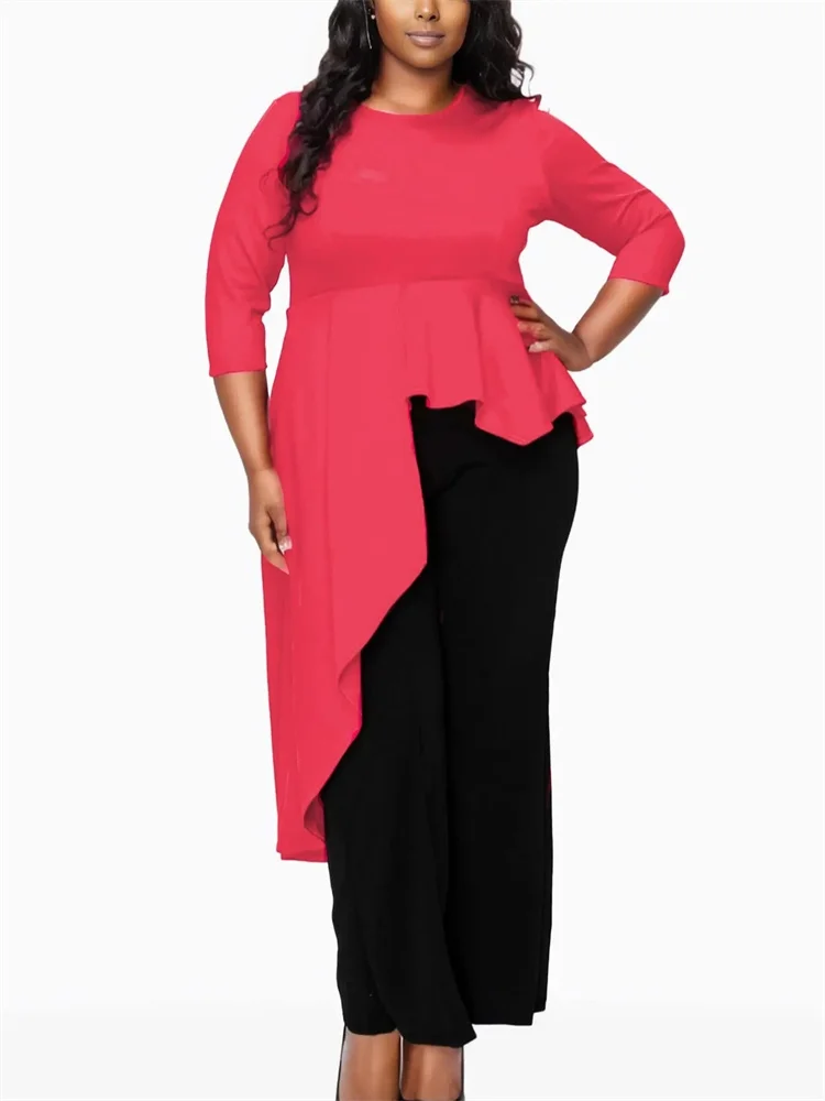 Wmstar Plus Size Tops Sexy Blouses Half Sleeve Shirts for Women Loose Casual Irregular Hem Outfits Wholesale Dropshipping L-4XL