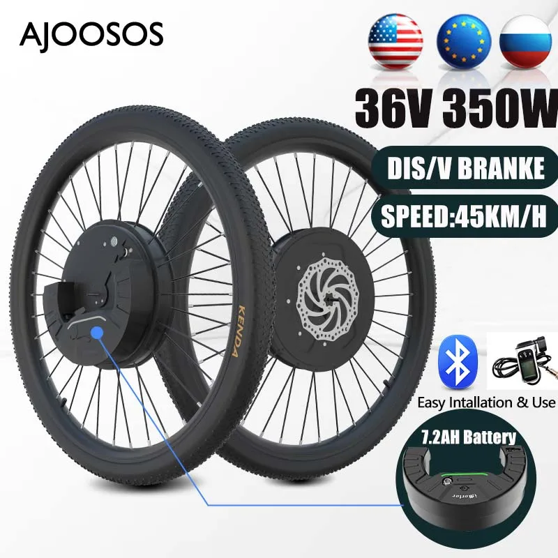 Wireless Ebike Kit Conversion All in One Motor Wheel for Electric Bike Conversion Kit 350w 36v 7