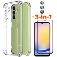 3-in-1,Glass+Case for A05 A05s A15 A25 A35 A55 A16 A26 A36 A56 Shockproof Silicone Phone Cases Samsung Galaxy A25 5G Cover 1