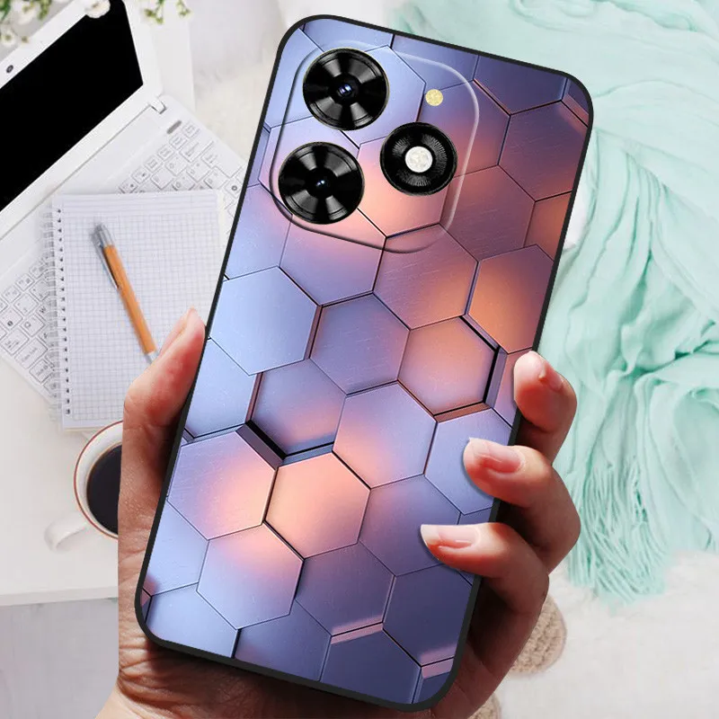 Black Silicone Bumper Case with Wolf and Lions Design - Soft TPU Cover