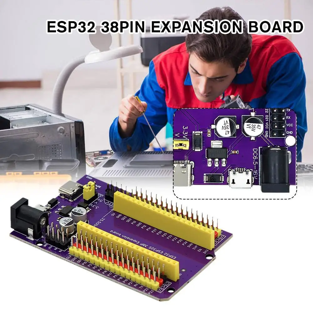 

ESP32 38pin Bottom Board Can Be Equipped With WROOM-32D/32U WROVER Module Expansion Board 38PINS ESP32 Development Board