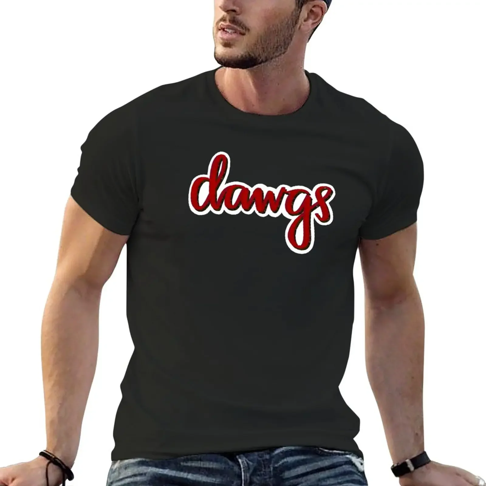 

Dawgs Retro Calligraphy T-Shirt animal prinfor boys vintage clothes summer clothes designer t shirt men