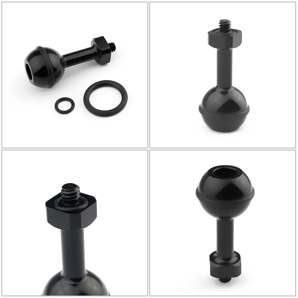 BGNing Aluminium 1-Zoll-Kugelkopfhalterung mit 1/4' 3/8' M5 Gewindeschrauben-Loch für Unterwasser-SLR-Kamerahalterung Stativ-Clip-Adapter – Detail 26