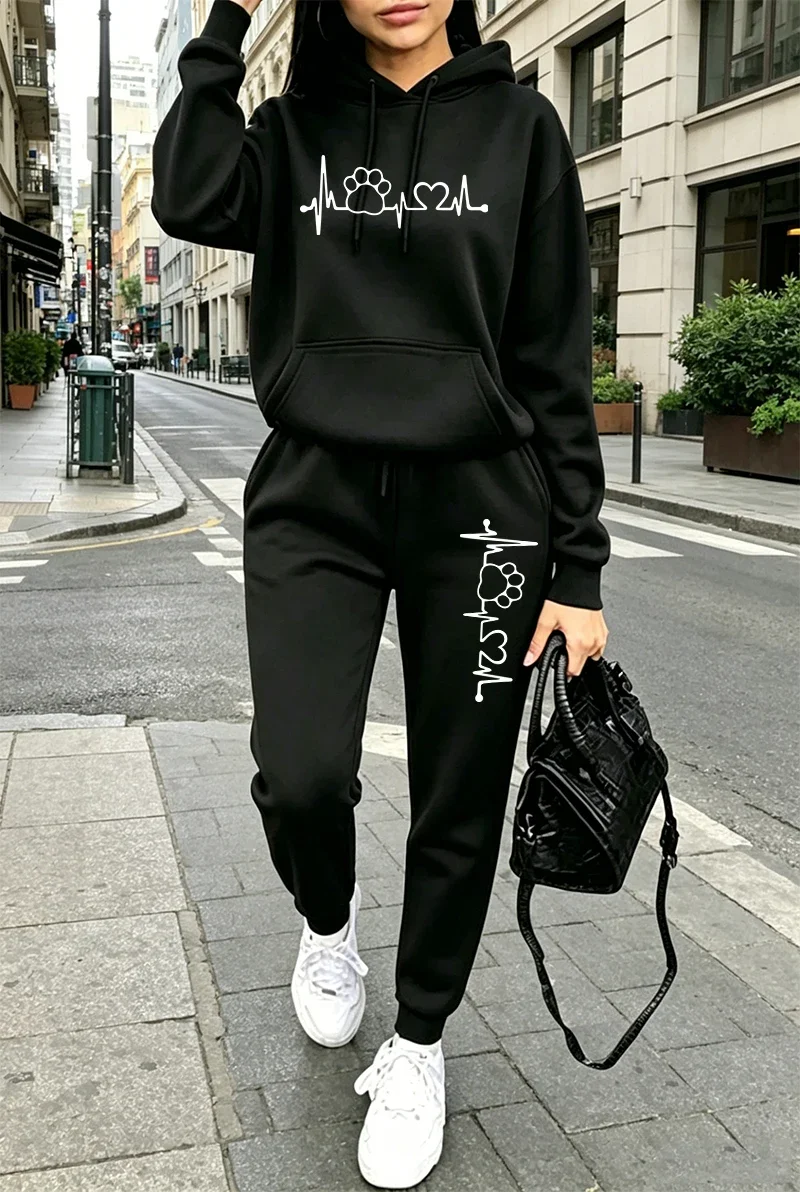 Damen-Outfits Lässiger Kapuzenpullover Sportbekleidung Outdoor-Sport Jogging-Kleidung Herbst Winter Mode Streetwear Hoodie Hose