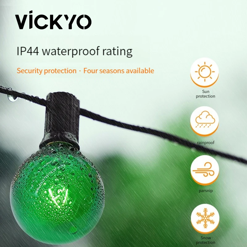 

VICKYO RGB G40 Globe Bulb String Lights IP44 Waterproof Outdoor 7.5M String Light For Outdoor Garden Party Wedding Decoration