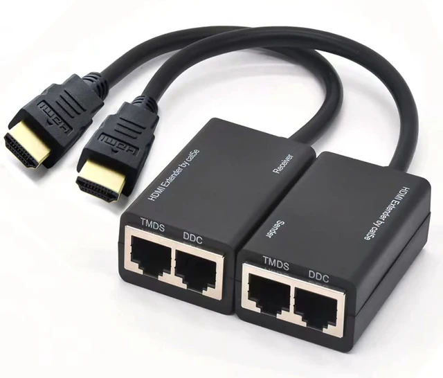 Prolongateur vidéo compatible HDMI vers RJ45, 4K, 3D, HDTV 1.4, jusqu'à  30M, extension vers RJ45 sur réseau Cat 5E/6, adaptateur Ethernet LAN -  AliExpress