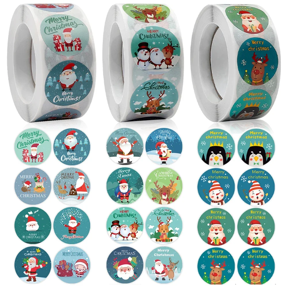 500pcs Christmas Gift Decorative Stickers 1inch Sealing Sticker Merry Christmas Reward Self-adhesive Labels Children's Day Party 500pcs roll christmas label stickers self adhesive charming christmas present labels festive gift tags sticker holiday decor