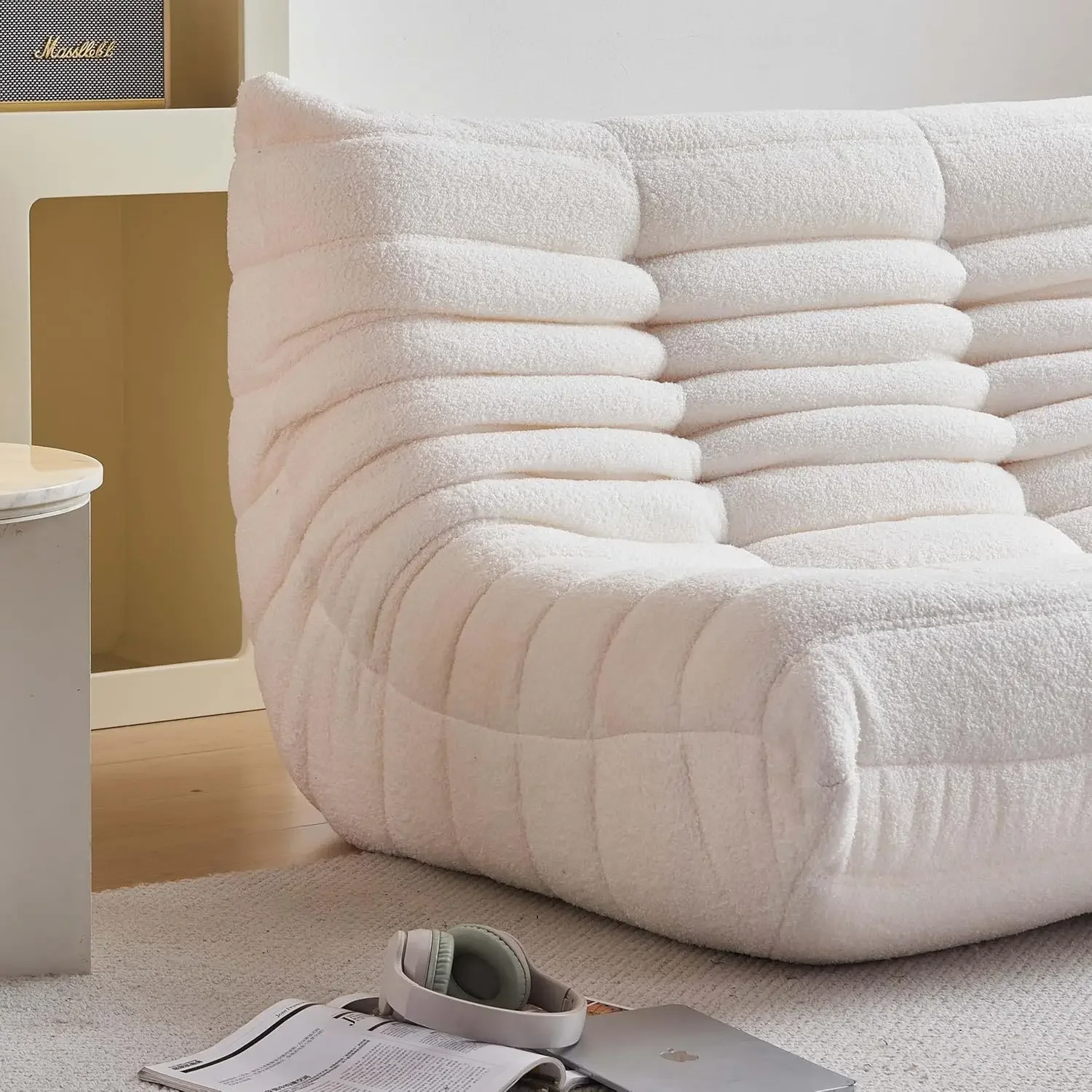 NEW-Bean Bag Chair for Adults, Oversized Loveseat Fireside Chair Comfy Lazy Floor Sofa, 2 Seater Lazy Sofa Couch Memory Foam (Be