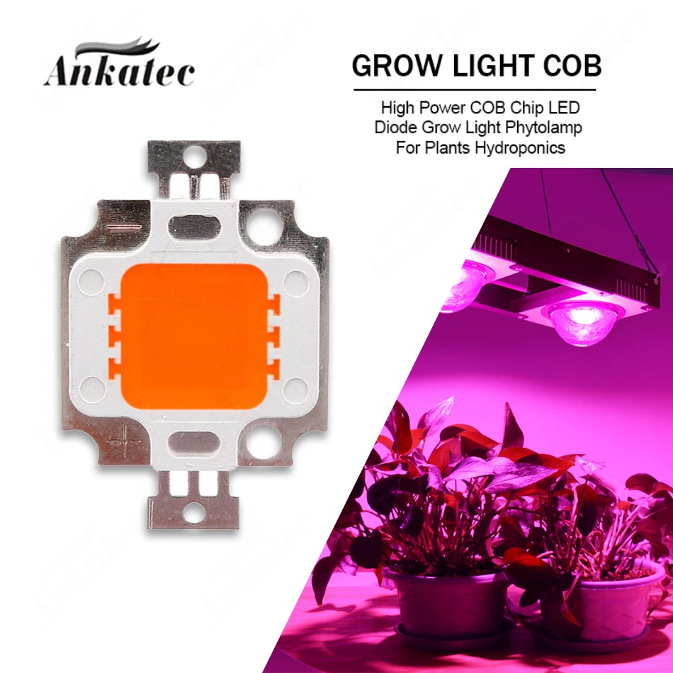 3 pcs/lot Full Spectrum 380-840nm LED COB Chip Lamp Beads 10W High Power 9-12V Copper Bracket Greenhouse Plant Grow Light led grow light grow light
