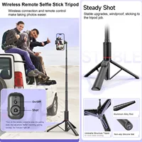 Selfie Stick for iPhone Phone 52" Wireless Selfie Stick Tripod Stand with Remote for Cellphone Video Recording Travel Vlog - Image 2