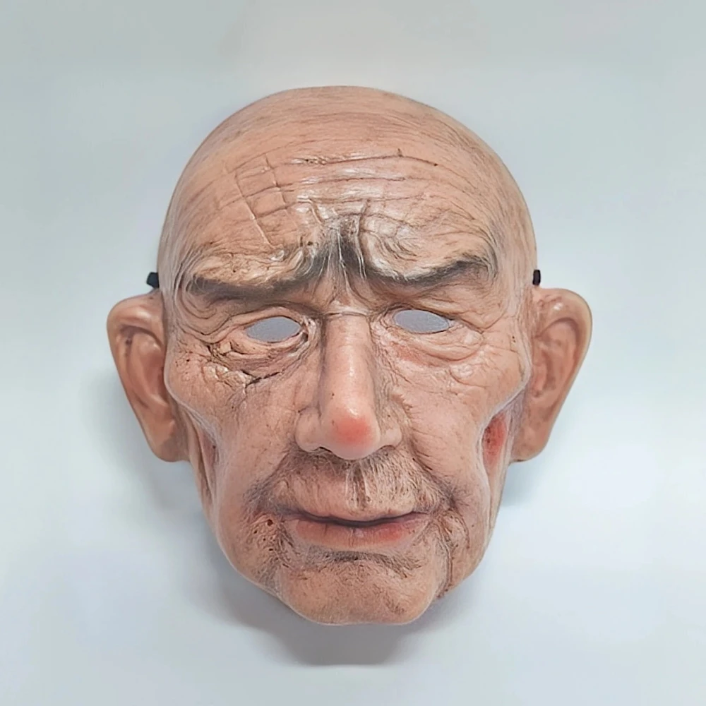 Vieil Homme Masque Réaliste Latex Masque Ride Visage Vieil Homme Masque Effrayant Tete Complete Halloween Masques Cosplay Fete Masque Costume Props E