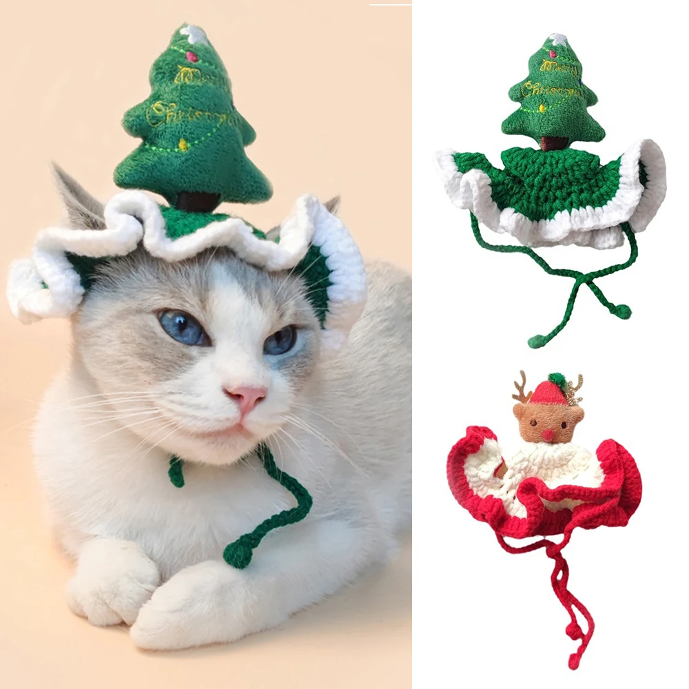 

Christmas Hats For Pet Elk Trees Dog Hat Puppy Xmas Holiday Costume Ornaments Cosplay Props Caps Christmas Party Pet Supplies