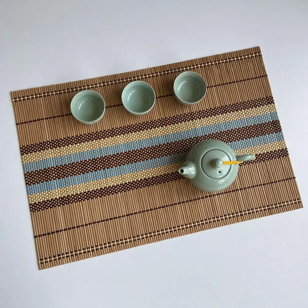 

Heat Resistant Placemats Dinner Plate Mats Hand Woven Bamboo Placemat Ethnic Style Table Mat for Kitchen Supplies Waterproof