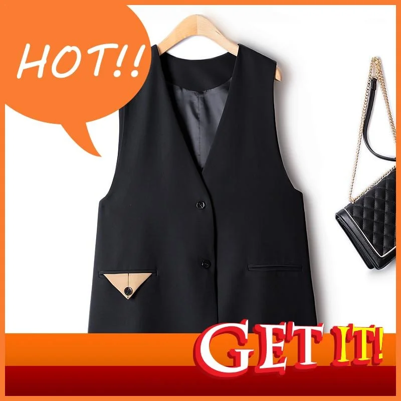

Winter Jackets 2023 Woman Autumn European Station V-neck Single-breasted Straight Fashion Sleeveless Female Vests Oversize 4XL