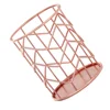 Premium Multipurpose Pen Holder Rose Gold Iron Wire Desktop Storage Box for Pens Makeup Brushes and More 3