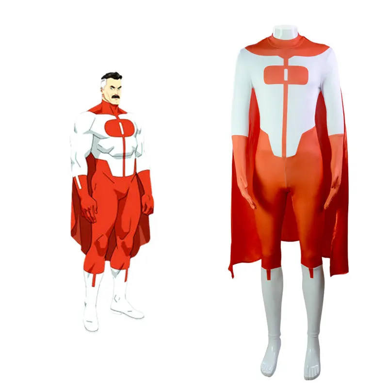 Invincible Mark Grayson Bodysuit with Cape Cosplay Costume for Men (Unofficial)