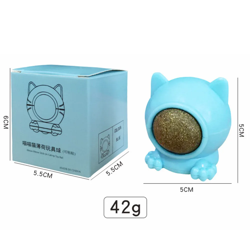 Rotatable Catnip Wall Ball Cat Treat Toys with Catnip Snack Licking Ball Kitten Pet Molar Edible Treating Cleaning Teeth Teasing 