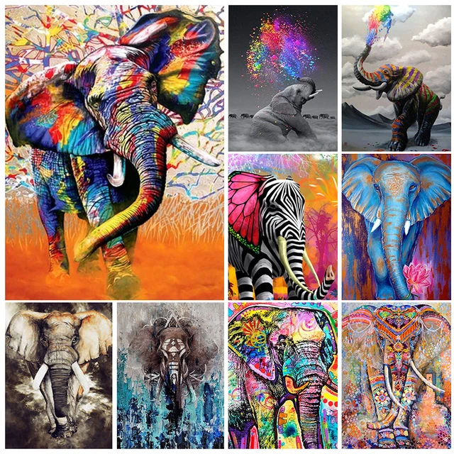 5D Elephant Animal Diamond Painting Design Embroidery House Portrait  Decorations