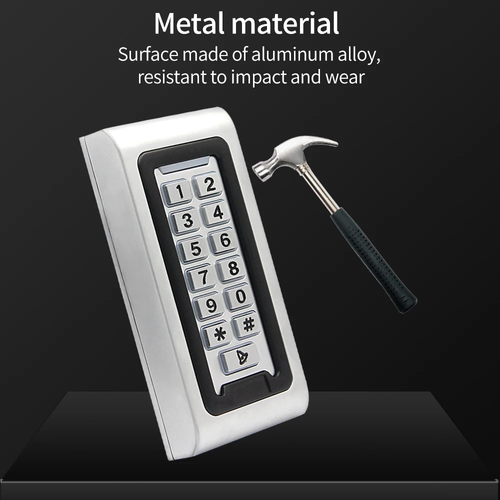 Door Access Control Reader with Metal Keypad 2.4G WIFI Tuya App IP68 Waterproof Backlight RFID 125KHz Card Access Controller 2000user access control keypad