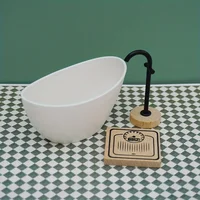3PCS 1:12 Mini Furniture Doll Room Bathroom Scene Bathtub Faucet Weight Scale Furniture Play House Toys 1