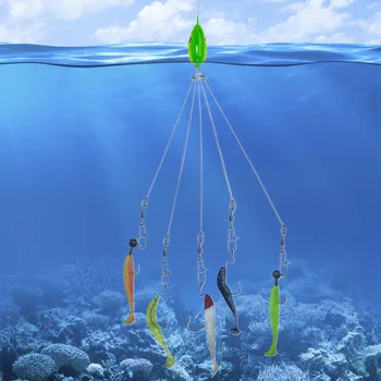 5 Arms Fishing Gear Group Lure Umbrella Rig Fishing Lure Snap Swivel Fishing Bait for Bass Trout Salmon Frashwater Saltwater 2