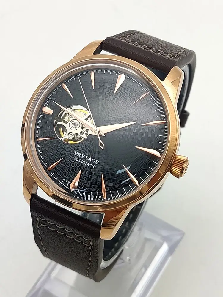 Relógio de couro masculino, NH38, mecânico, automático,