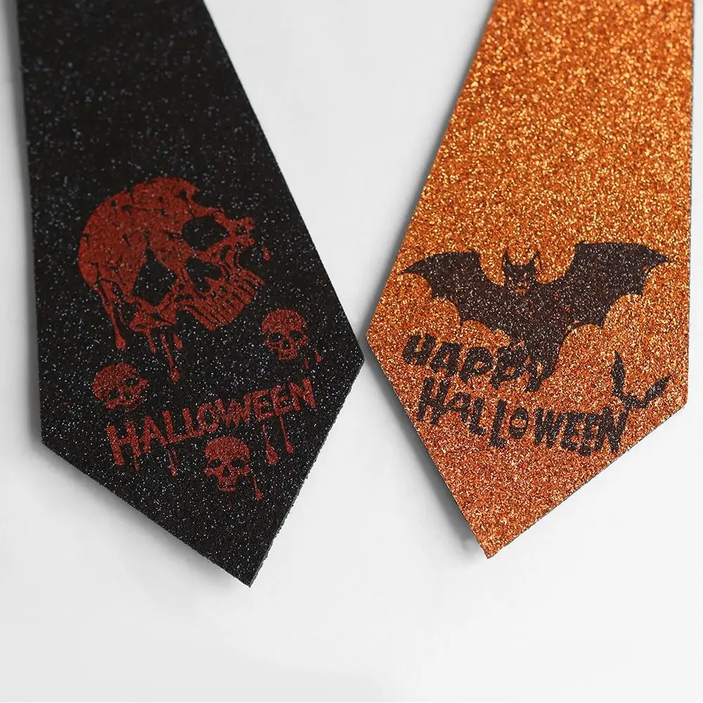 Spooky Halloween Light Up Eyeball Tie Haunted Realistic Gold Dust Bat Bow Tie Adjustable Straps Reusable Halloween Tie Props