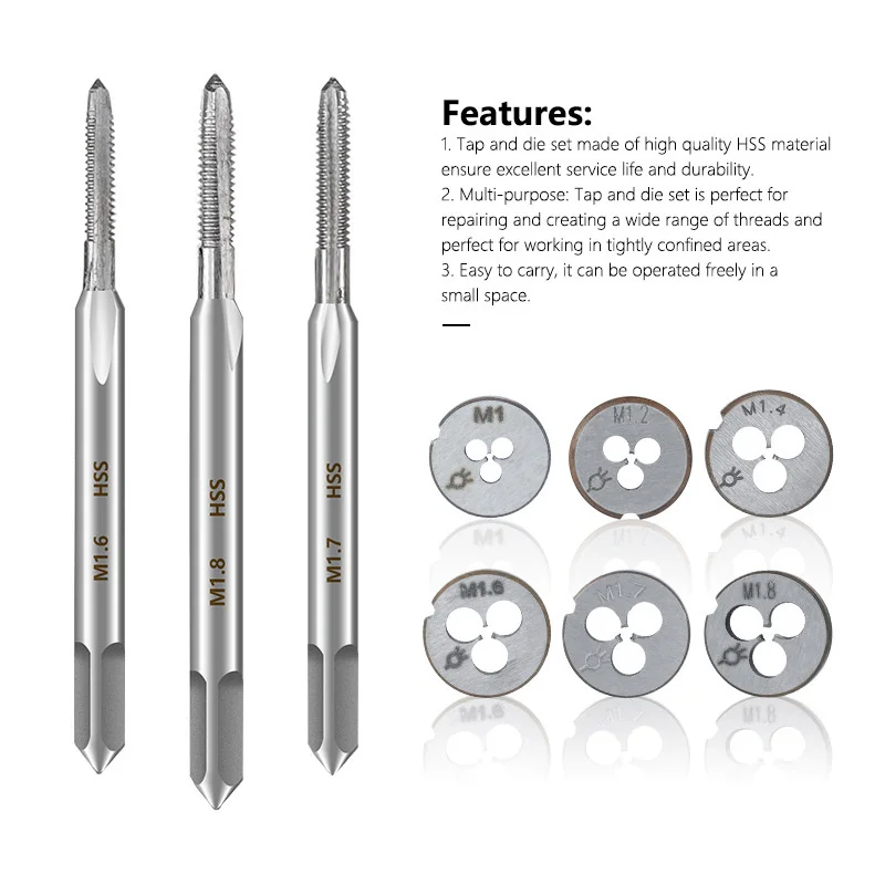 Description Picture 4 of item2pcs metric tap+die set M1-M10 manual tap mold combination, used for thread repair, tapping and drilling hand tools
