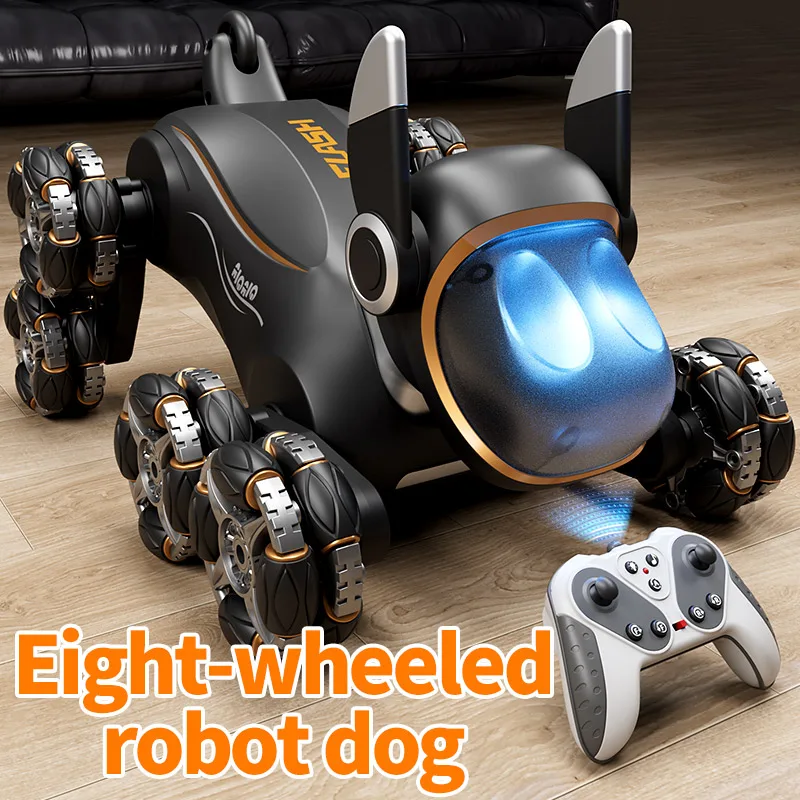 2025 DWI Eight Wheeled Stunt Dog robot dog 2.4G Remote Control Intelligent Swing Arm Drift Robot Dog Climbing Car Children's Gift Toy