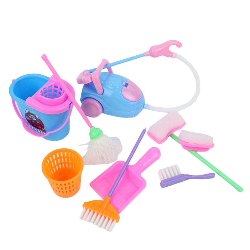 1Set(9pcs) Play House Toddler Cleaning Set for Girls Toddlers Boys Pretend Play Tools Play House Role-Play Toy Set 4