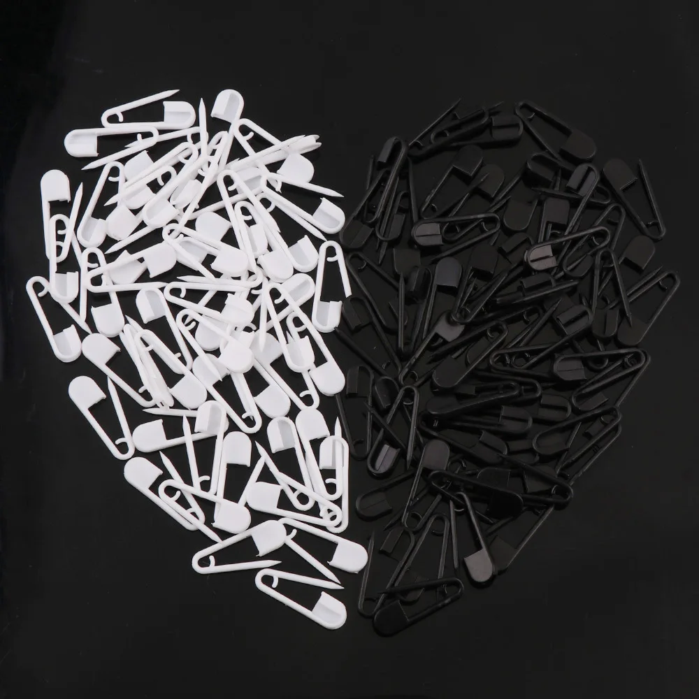 100pcs 플라스틱 핀 흑백 2 색 수제 작은 핀 아동 의류 라벨 안전 핀 DIY 의류 바느질 Supp