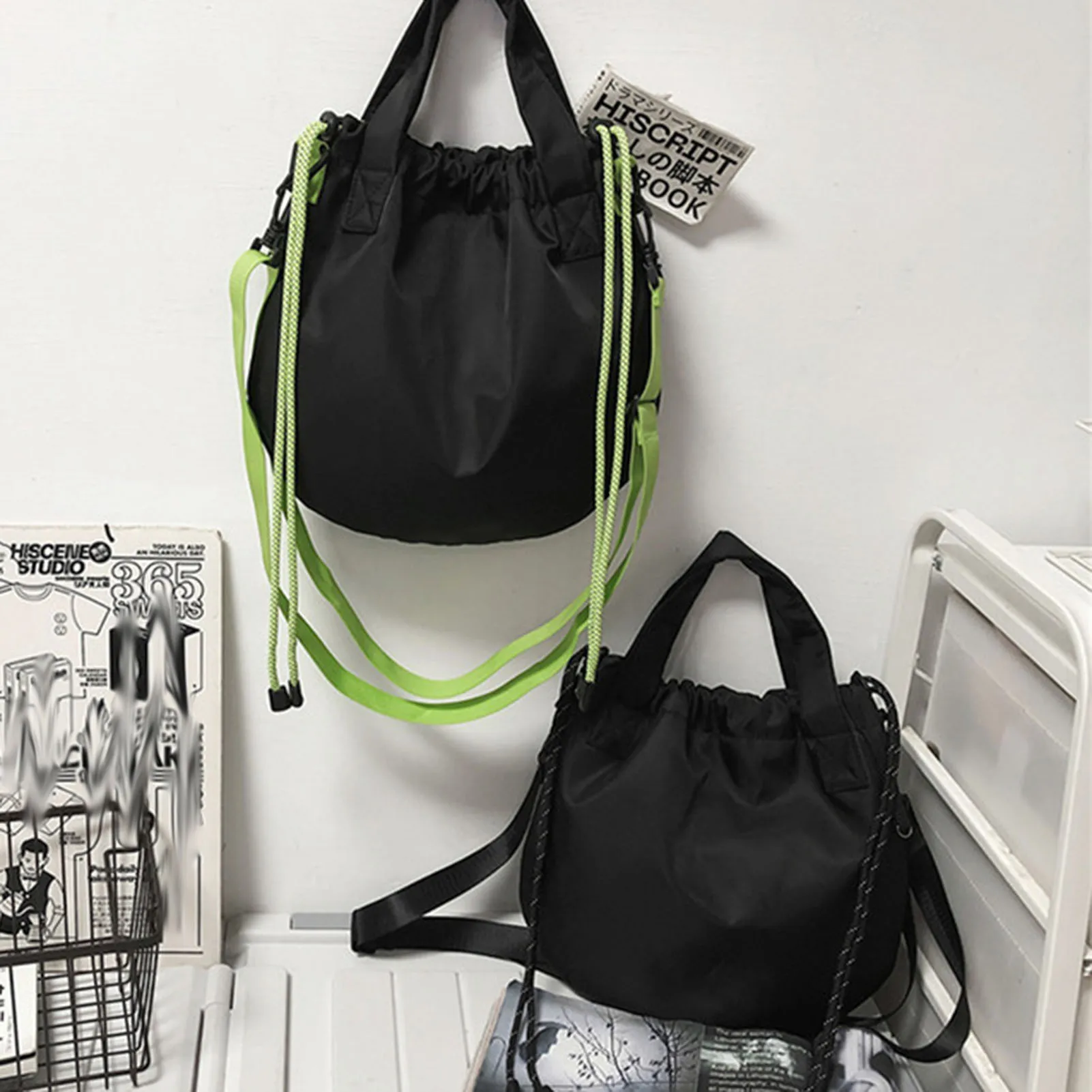 Solid Color Nylon Totes Shoulder Bags for Women Personalized Pleated Drawstring Lady Bag Simple Female Commuter Handbag women tote bags