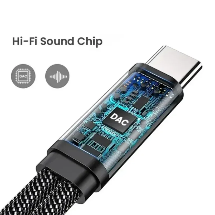 Type-C-AUX ̺  Type-C 3.5mm AUX ̾ ȯ DAC Ĩ PD 60W      ī