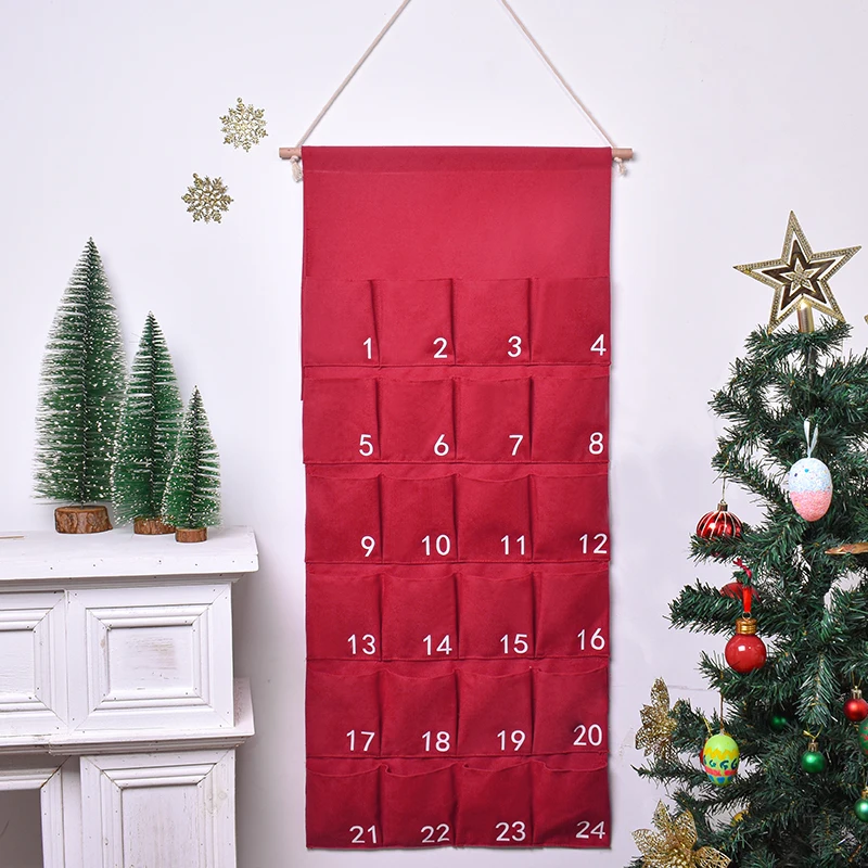 24 Pockets Fabric Christmas Advent Calendar Wall Hanging With Storage Bags  Xmas Party Ornaments New Year Countdown Decoration - AliExpress