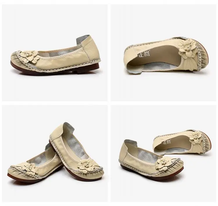 Luxusmarken für Damen, Retro-Wohnungen aus echtem Leder, Damen-Turnschuhe, 2025, Frühlingsblumendekoration, weiche, flache Mokassins – Detail 30