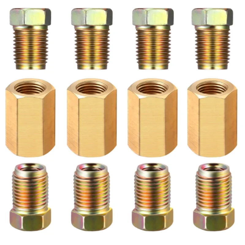 

1set 1/4" 7/16-24 Inverted Brake Line Fittings with brass Unions New Car Replacement Accessories Parts