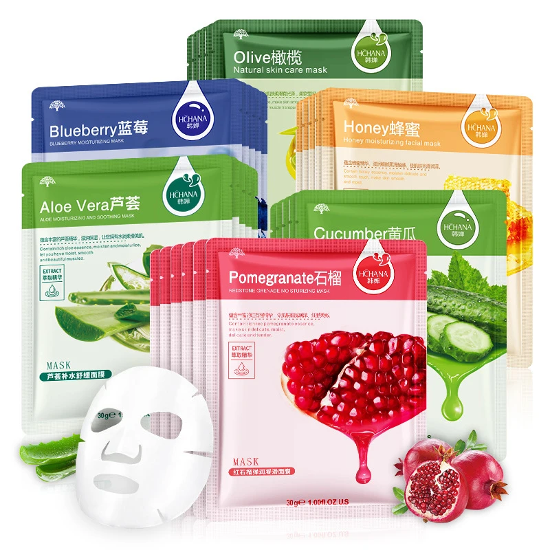 Fresh Fruits Facial Masks - 30 Pack Moisturizing & Firming Hydration Korean Skincare