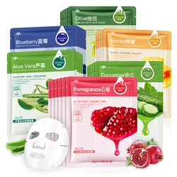 Fresh Fruits Facial Masks - 30 Pack Moisturizing & Firming Hydration Korean Skincare (Each 5pcs)