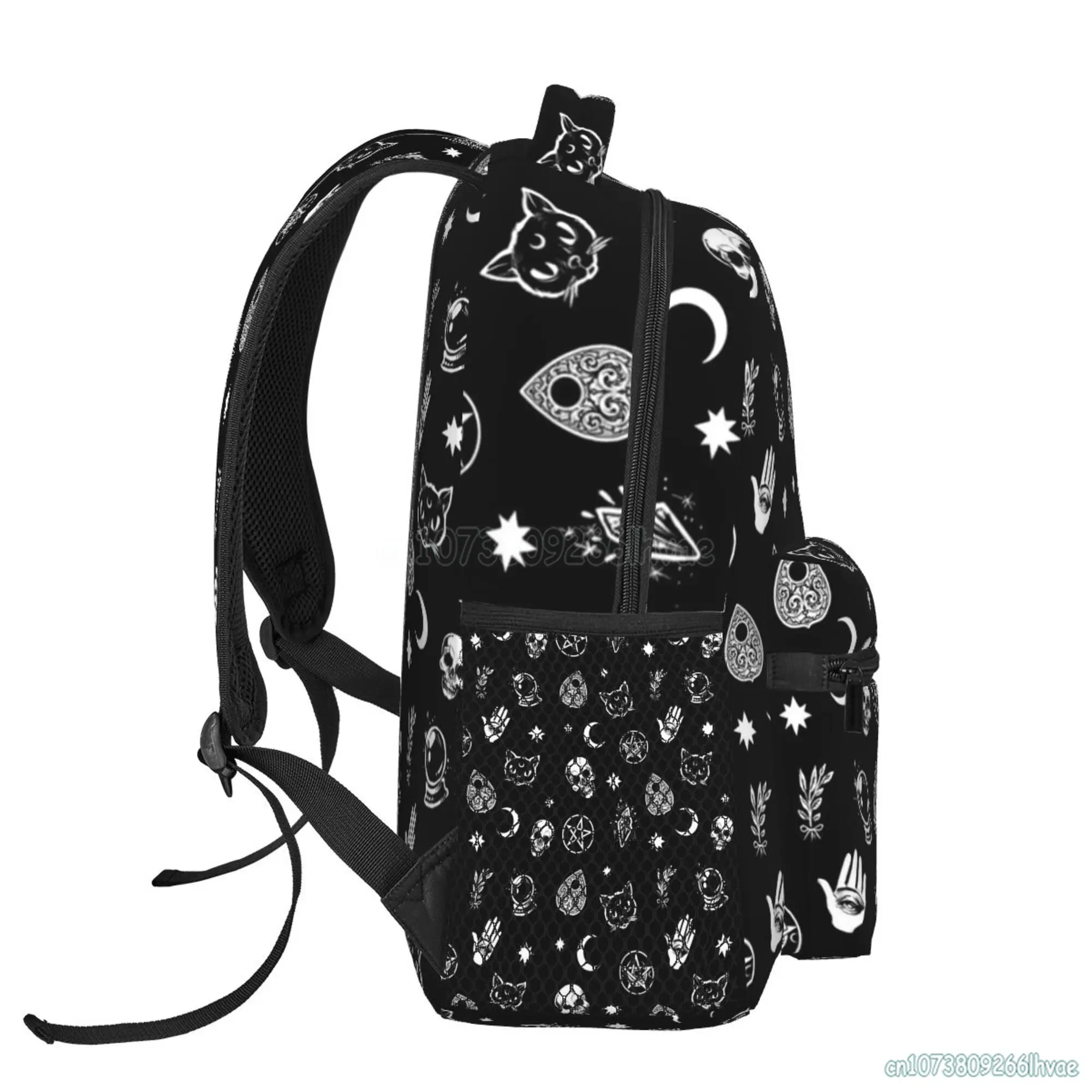 Mochila De Viaje Versátil Con Estampado De Calavera Punk Blanca, Soporte Para Laptop, Mochila Casual De 15 Pulgadas, Negro -, S