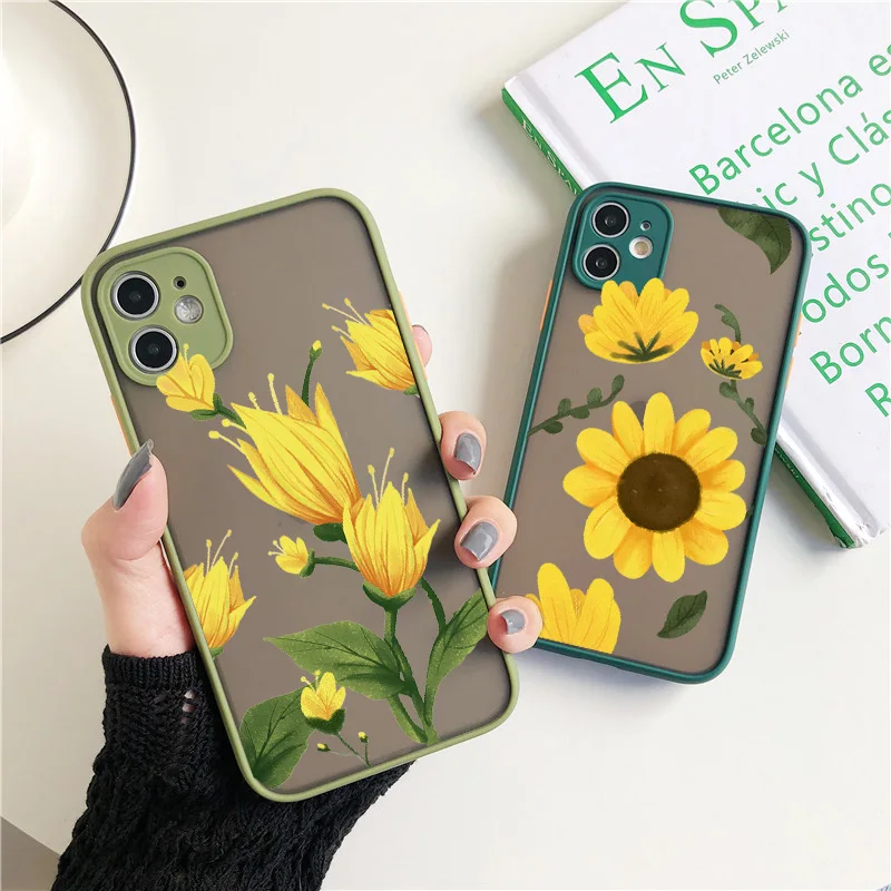 Sunflower & Chrysanthemum Shockproof Phone Case - Vibrant Floral Design Back Cover