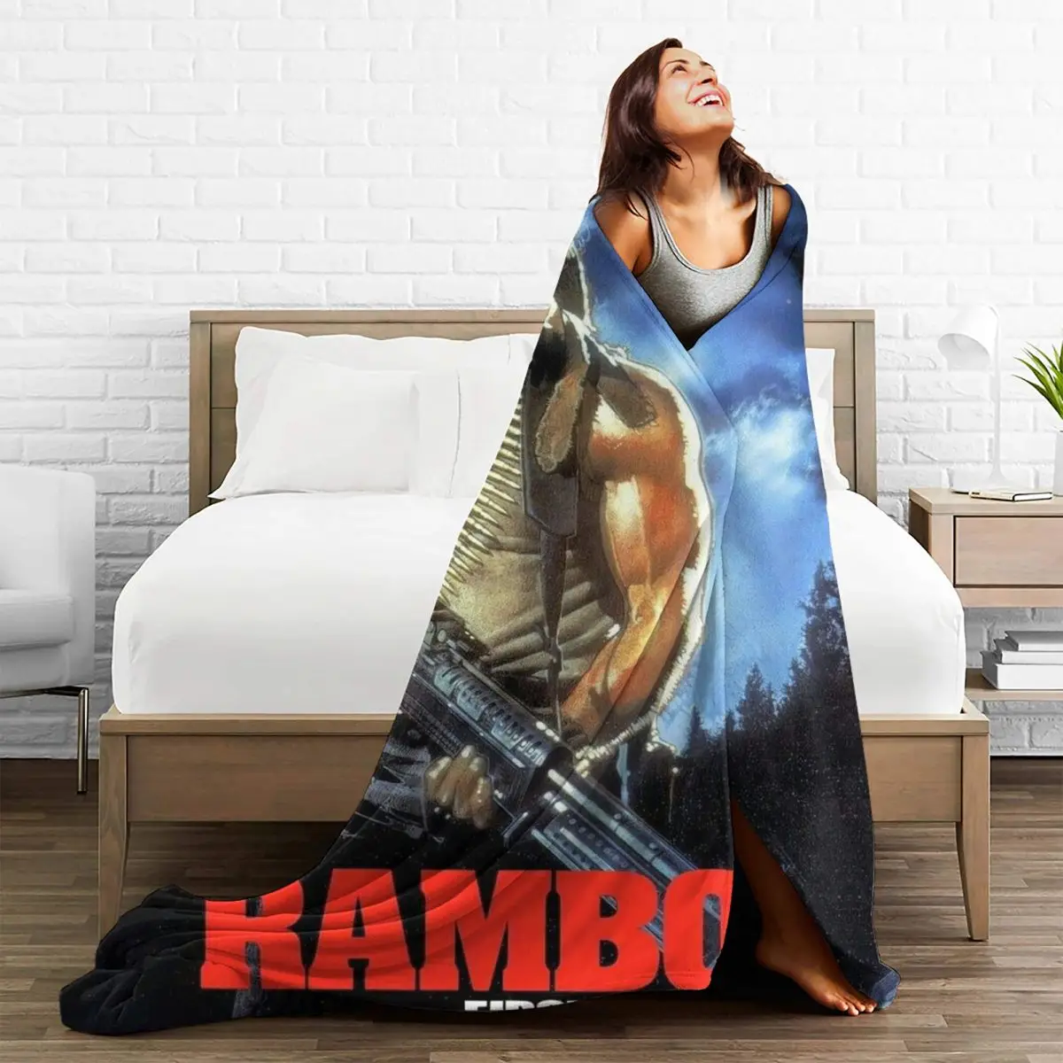 Rambo First Blood Flannel Blanket Quality Soft Warm Shooting Movie Bedding Throws Spring Couch Chair Sofa Bed Pattern Bedspread 5