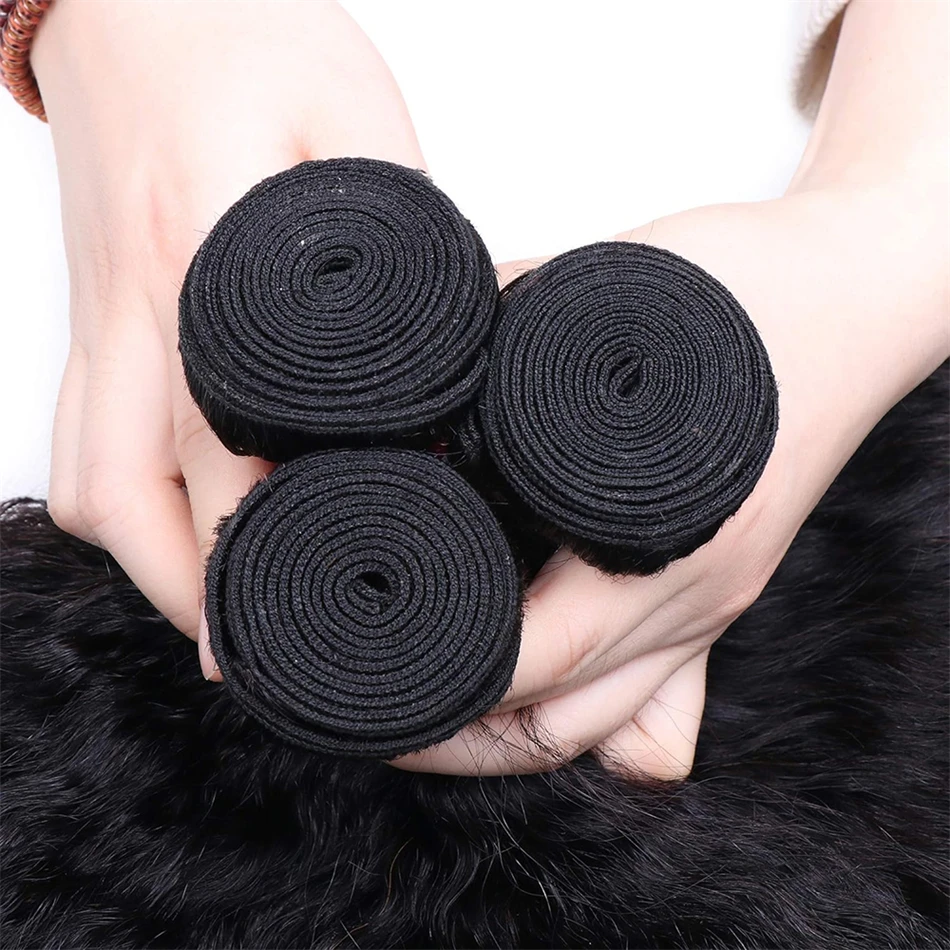 Kinky Straight Hair Bundles Brazilian Virgin Hair Extensions Yaki Straight Natural Human 1/3 Bundles Thick